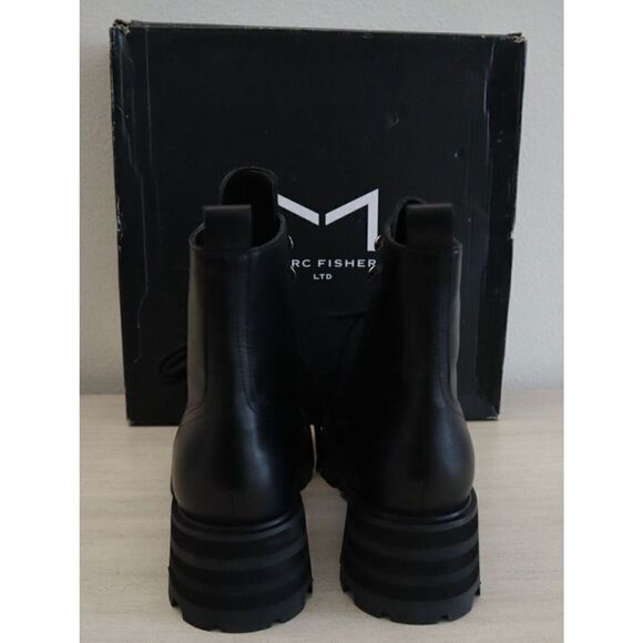 Marc Fisher LTD Women's Sz 8M Black Mllucien Leather Lug Sole Ankle Boots - Picture 4 of 8